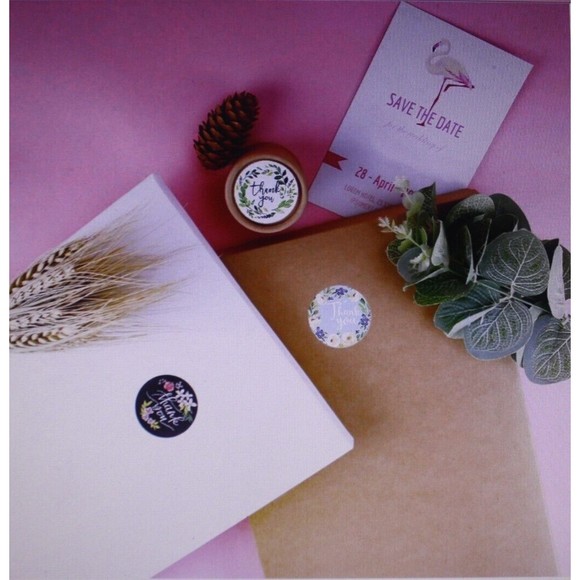 500 Pcs 1 inch Assorted Floral Thank You Stickers Round Sealing  & Shipping NIP - Picture 6 of 8